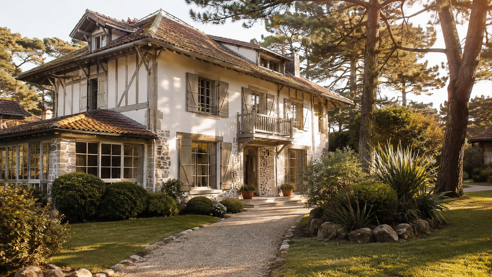 Maison ancienne de caractère à Hossegor entourée de pins