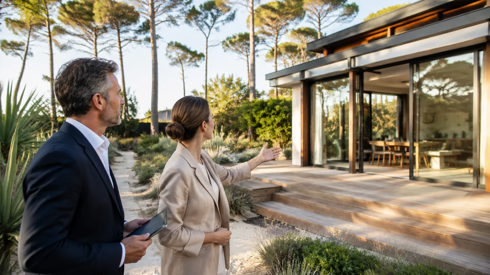 Investisseur visitant une maison à Hossegor avant un projet immobilier