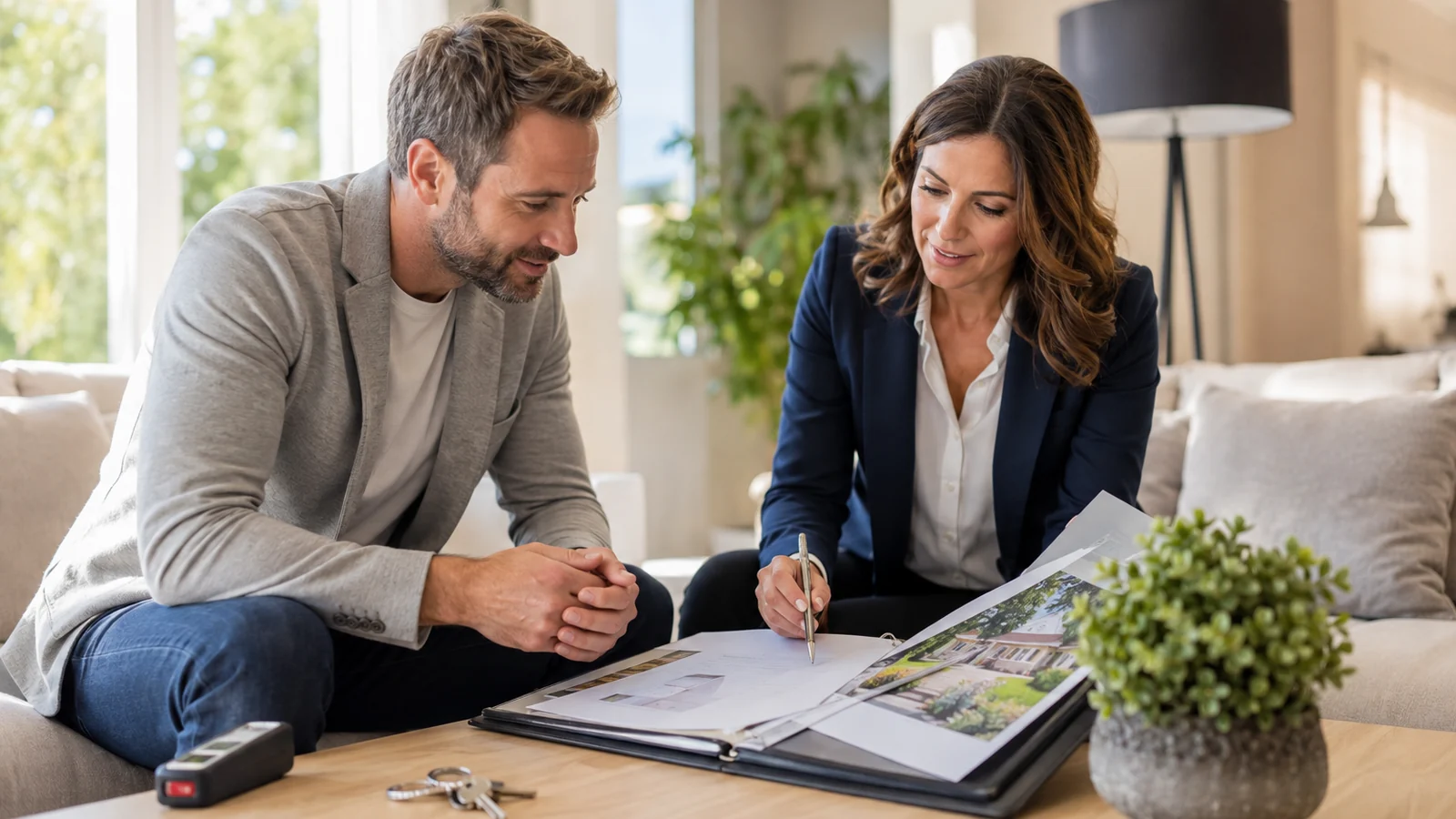 Propriétaire préparant la vente de sa maison avec une agente immobilière