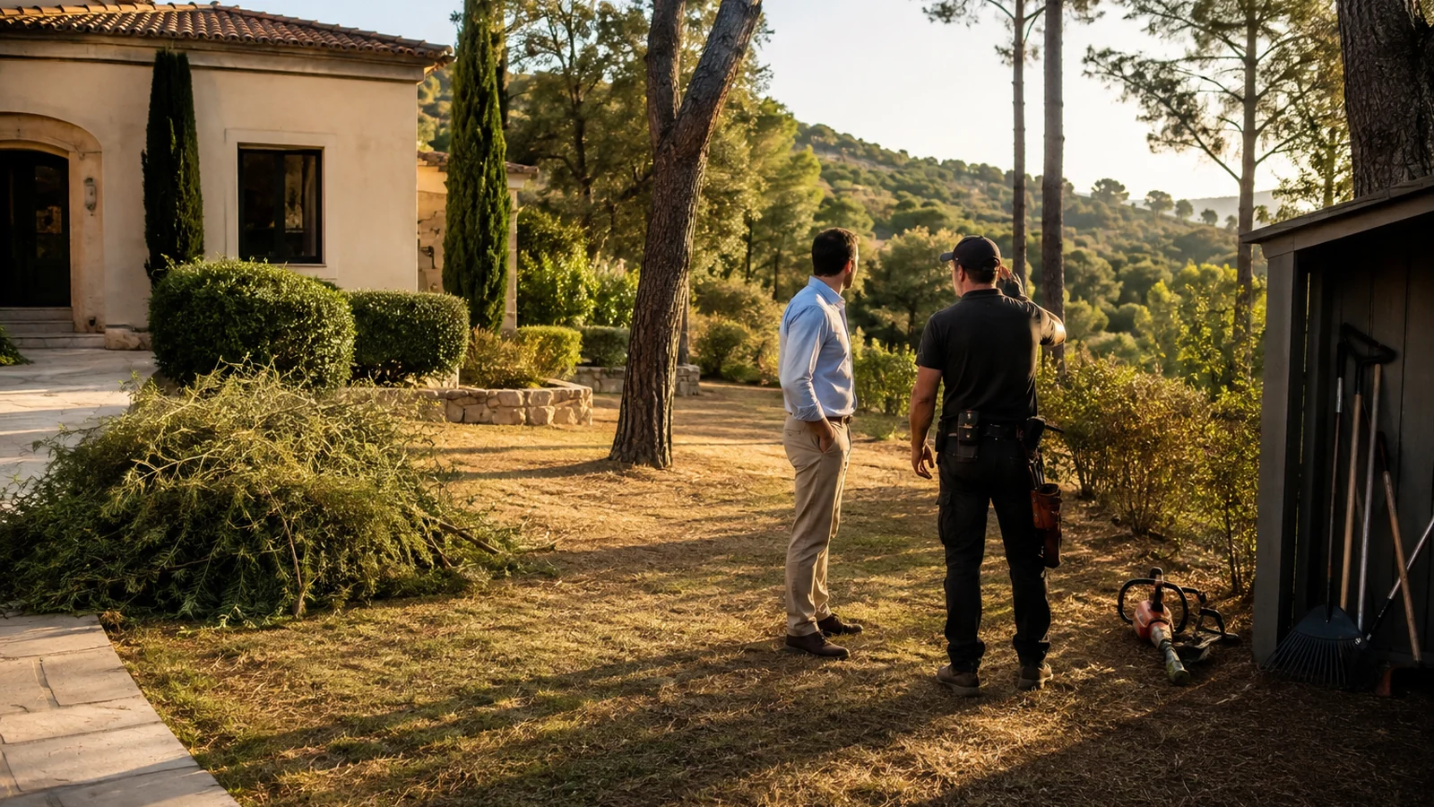 Terrain entretenu pour respecter le débroussaillement avant une vente immobilière